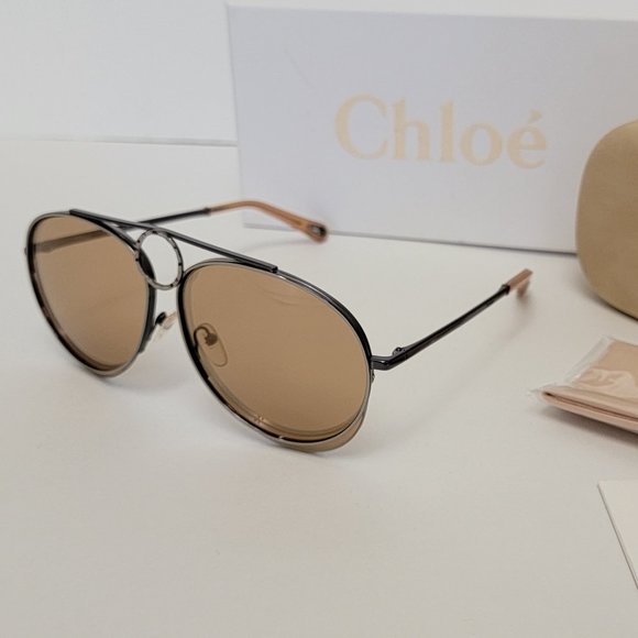 CHLOE CE144S Metal Mirrored Romie Aviator Sunglasses - Picture 6 of 15